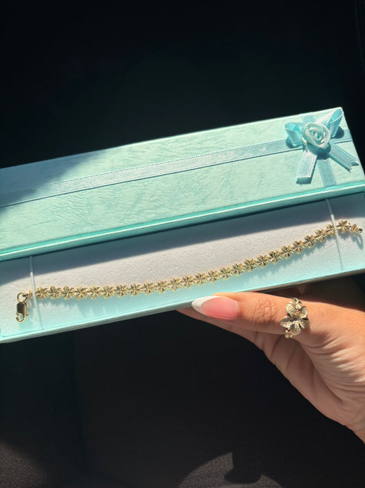 14k Gold Plumeria Bracelet