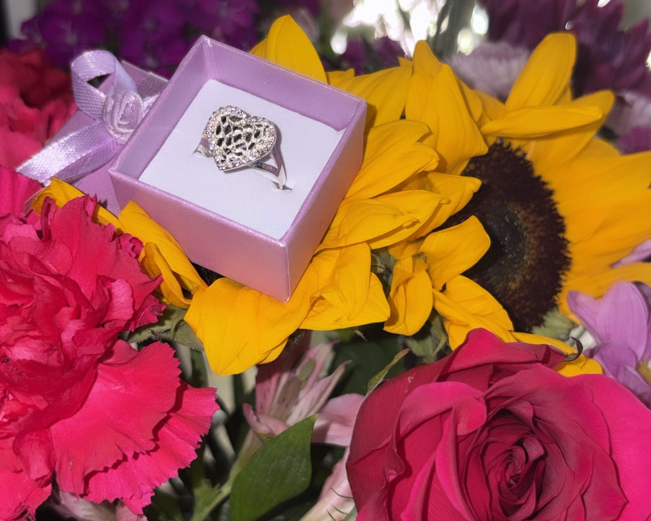 925 Sterling silver Diamond heart nugget